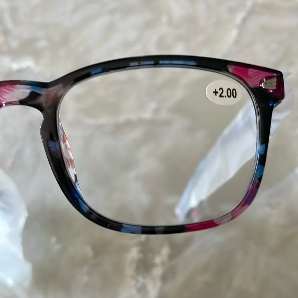NEW 2.00 readers blue light lens multicolor pop of color soft bridge glasses